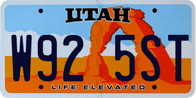 UT license plate W925ST