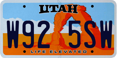 UT license plate W925SW