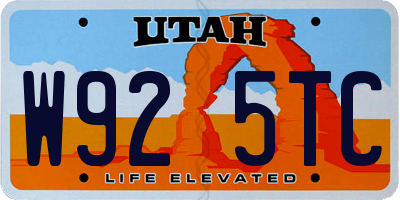 UT license plate W925TC