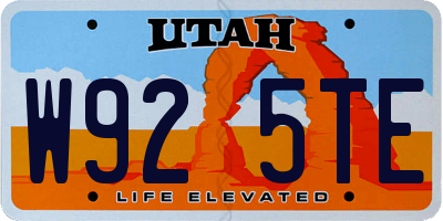 UT license plate W925TE