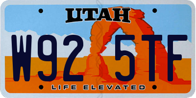 UT license plate W925TF