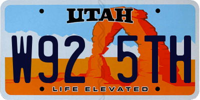 UT license plate W925TH