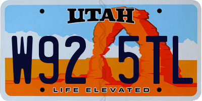 UT license plate W925TL
