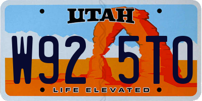 UT license plate W925TO