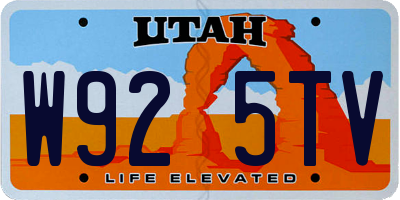 UT license plate W925TV