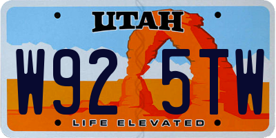 UT license plate W925TW