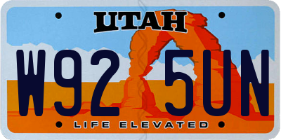 UT license plate W925UN