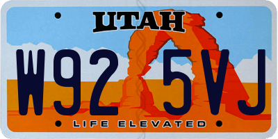 UT license plate W925VJ