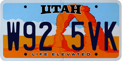 UT license plate W925VK