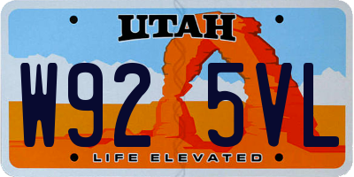 UT license plate W925VL