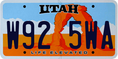 UT license plate W925WA
