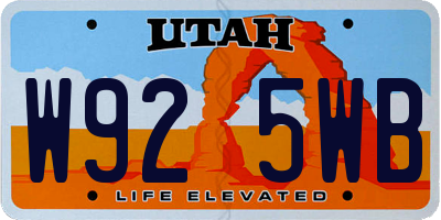 UT license plate W925WB