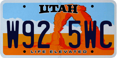 UT license plate W925WC