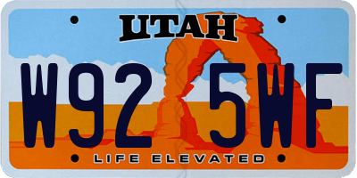 UT license plate W925WF