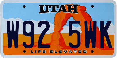 UT license plate W925WK