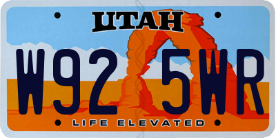 UT license plate W925WR