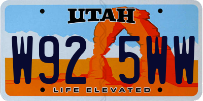 UT license plate W925WW