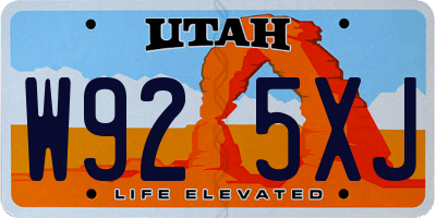 UT license plate W925XJ