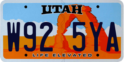 UT license plate W925YA