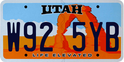 UT license plate W925YB
