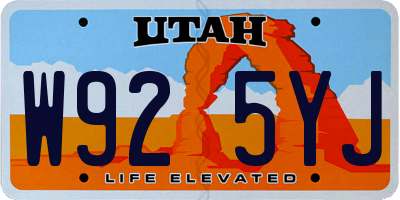 UT license plate W925YJ