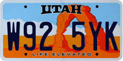 UT license plate W925YK