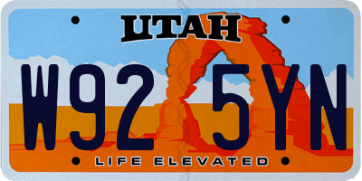 UT license plate W925YN