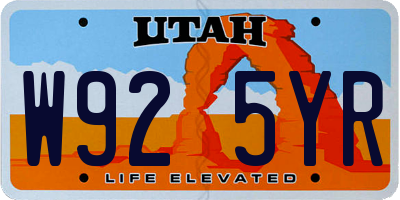 UT license plate W925YR