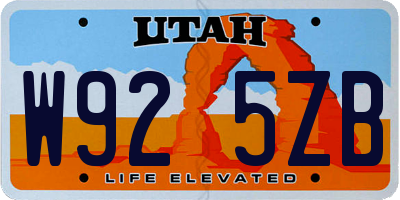 UT license plate W925ZB