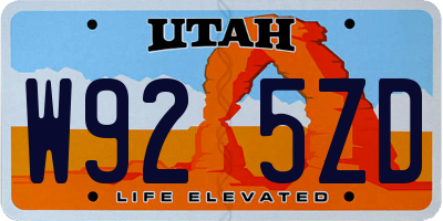 UT license plate W925ZD