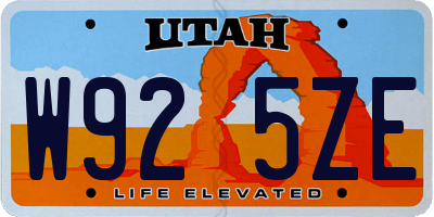 UT license plate W925ZE
