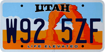 UT license plate W925ZF