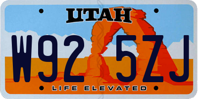 UT license plate W925ZJ