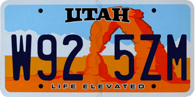 UT license plate W925ZM