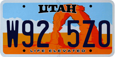 UT license plate W925ZO