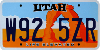 UT license plate W925ZR