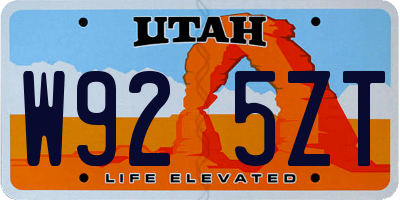 UT license plate W925ZT