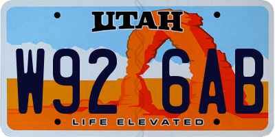 UT license plate W926AB