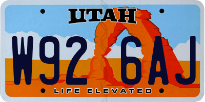 UT license plate W926AJ