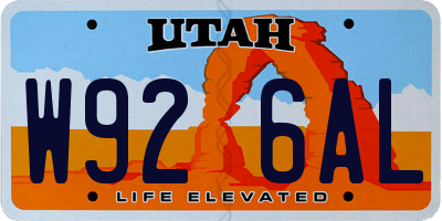 UT license plate W926AL