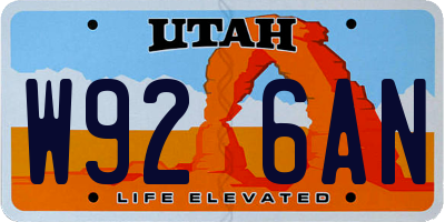 UT license plate W926AN