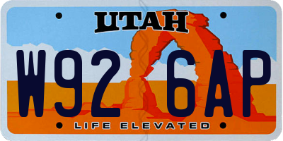 UT license plate W926AP