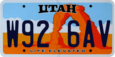UT license plate W926AV