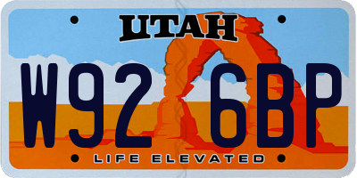 UT license plate W926BP