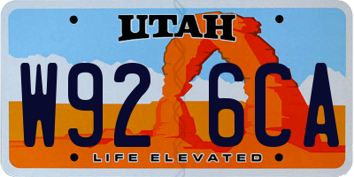 UT license plate W926CA