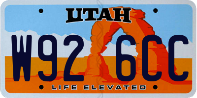 UT license plate W926CC