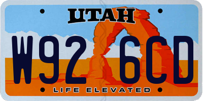 UT license plate W926CD