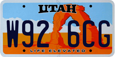 UT license plate W926CG