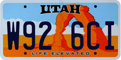 UT license plate W926CI