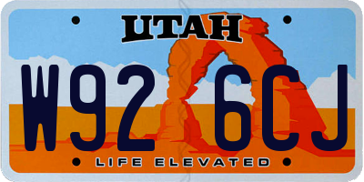 UT license plate W926CJ
